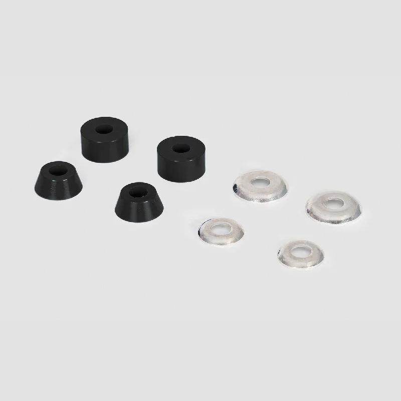 Complete Skateboard Hardware Set with Tools-Independent Standard Cylinder Hard 94a Bushings Black