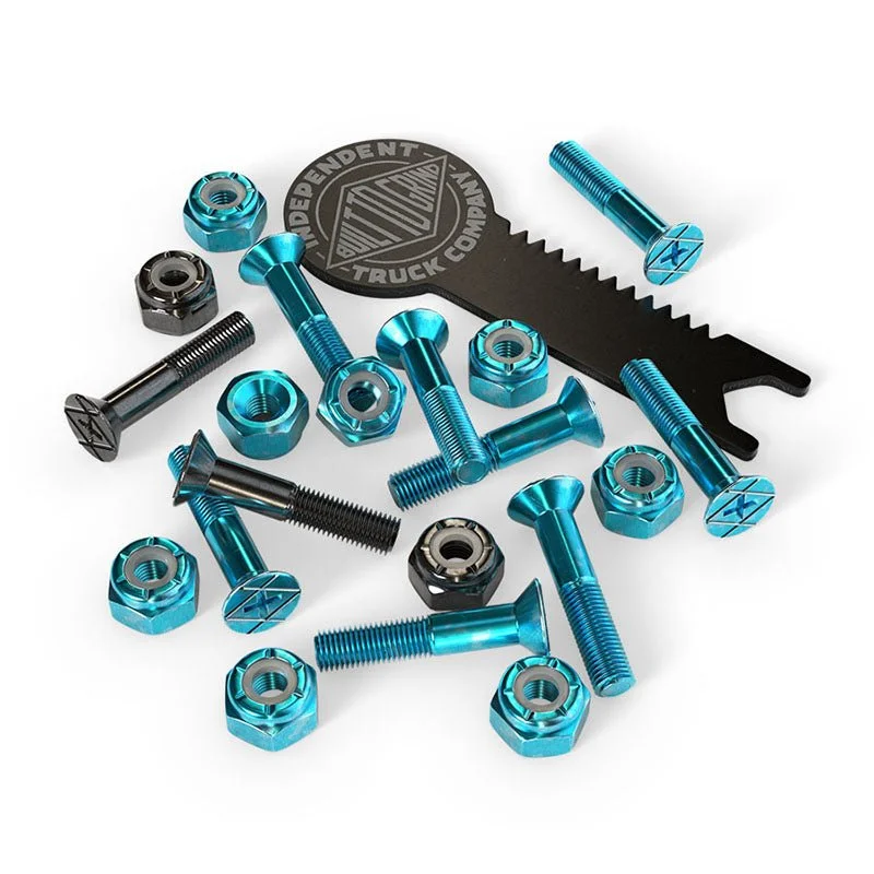 Skateboard Hardware with Anti-Rust Features-Independent Trucks Genuine Parts 1" Phillips w/tool Blue/Black Skateboard Hardware