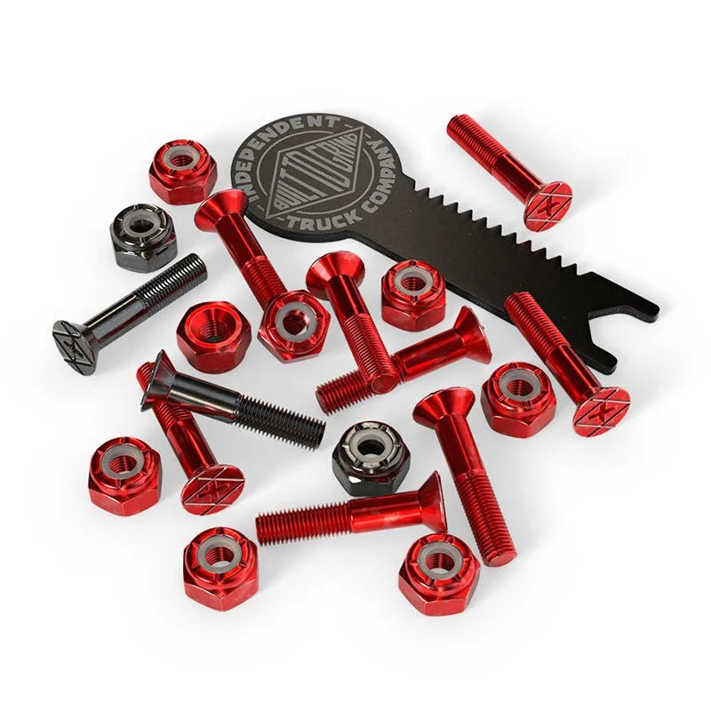 Skateboard Hardware with Extra Tough Bolts-Independent Trucks Genuine Parts 1" Phillips w/tool Red/Black Skateboard Hardware