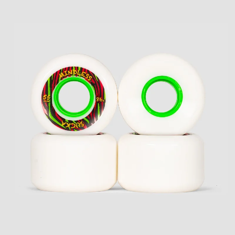 Skateboard Wheels for Urban Streets-Mindless Sucka Softer 86a Skateboard Wheels White 55mm