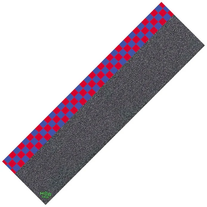 Skateboard Grip Tape for Comfort and Safety-Mob Checker Strip Red/Royal Blue Grip Tape