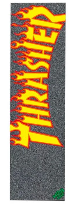 Skateboard Grip Tape with Low Maintenance-MOB Graphic Skateboard Grip Tape Thrasher Yel/Org Flame