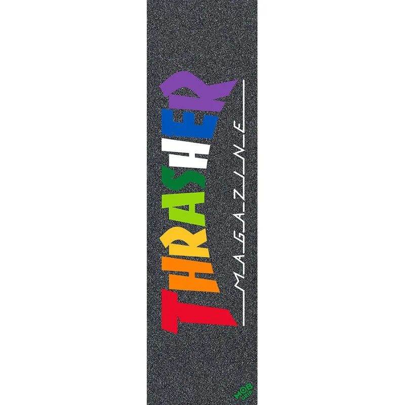 Skateboard Grip Tape for Flatland Skating-Mob Grip 9" x 33" Thrasher Rainbow Skateboard Grip Tape