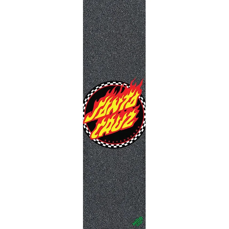 Skateboard Grip Tape for Improved Stability-Mob Grip X Santa Cruz Skateboards 9" x 33" Dot Checkerboard Flame Grip Tape