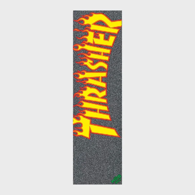 Skateboard Grip Tape with High-Performance Adhesive-Mob Griptape - Thrasher Flame Griptape - 9" - Black