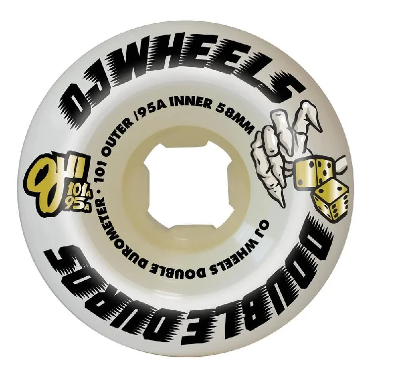 Skateboard Wheels for Smooth Carving-OJ Double Duro Skateboard Wheels Double Duro 101a/95a - White