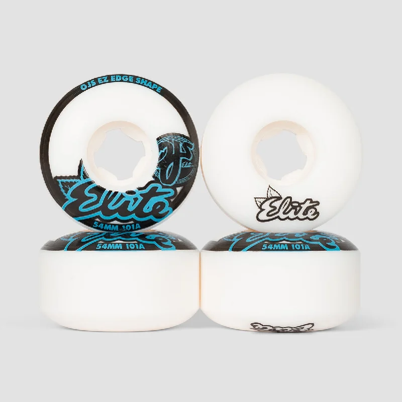 Skateboard Wheels for Tech Tricks-OJ EZ Edge 101a Elite Skateboard Wheels White 54mm