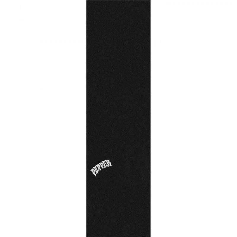 Skateboard Grip Tape for Pro Riders-Pepper 9" x 33" Logo Black/White Premium Skateboard Grip Tape