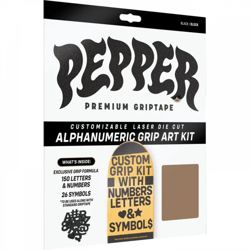 Skateboard Grip Tape for Technical Tricks-Pepper Custom Grip Kit Die-Cut Pieces Alphanumeric