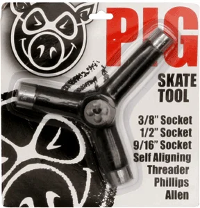 Skateboard Hardware for Smooth, Responsive Riding-Pig Black Tri-Socket/Threader Skate Tool