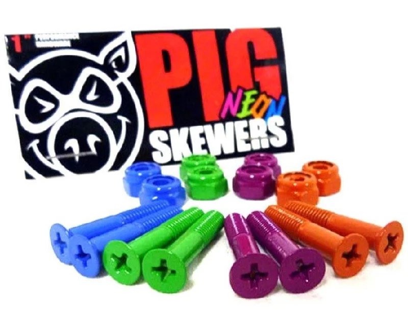 Skateboard Hardware with Adjustable Nuts and Bolts-Pig Bolts Neon Phillips 1”