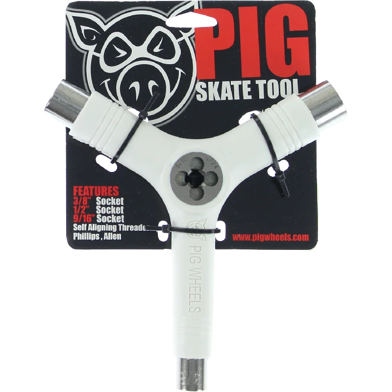 Skateboard Hardware with Heavy Duty Components-Pig Skate Tool-White Tri-Socket/Threader