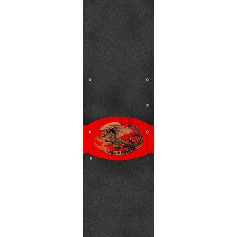 Skateboard Grip Tape for Street and Park-Powell Peralta 10.5" x 33" Red Oval Dragon Skateboard Grip Tape