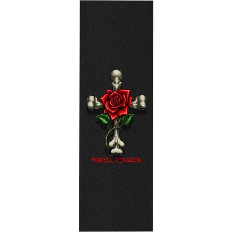 Skateboard Grip Tape with Long-Lasting Adhesive-Powell Peralta 10.5" x 33" Rose Cross Skateboard Grip Tape