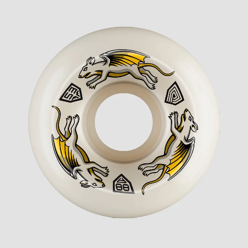 Skateboard Wheels with 60mm Diameter-Powell Peralta Dragon Formula Nano Rats 88A Skateboard Wheels White 53x 33mm