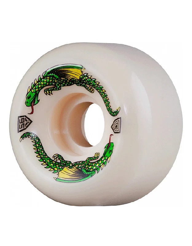 Skateboard Wheels with Low Rolling Resistance-Powell Peralta Dragon Formula Wheel White | 56mm x 36mm / 93A