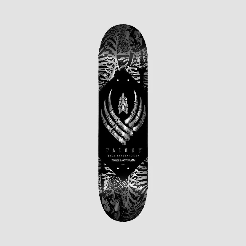 Skateboard Deck with Custom Shape-Powell Peralta Skeleton Flight 243 Skateboard Deck Silver Foil - 8.25"