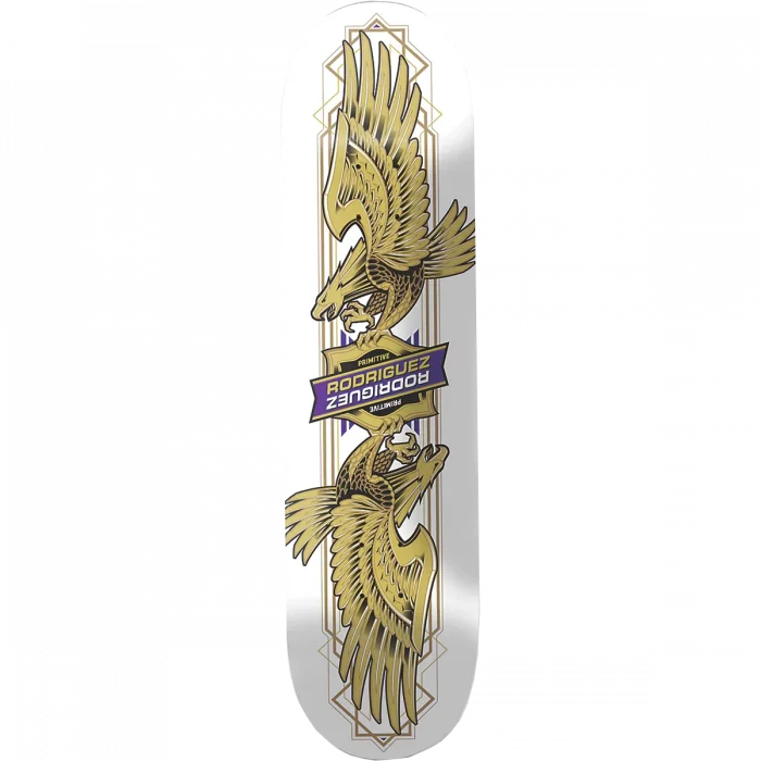 Skateboard Deck for Kids and Beginners-Primitive Rodriguez Twin Nose Eagle 8.5" White Skateboard Deck