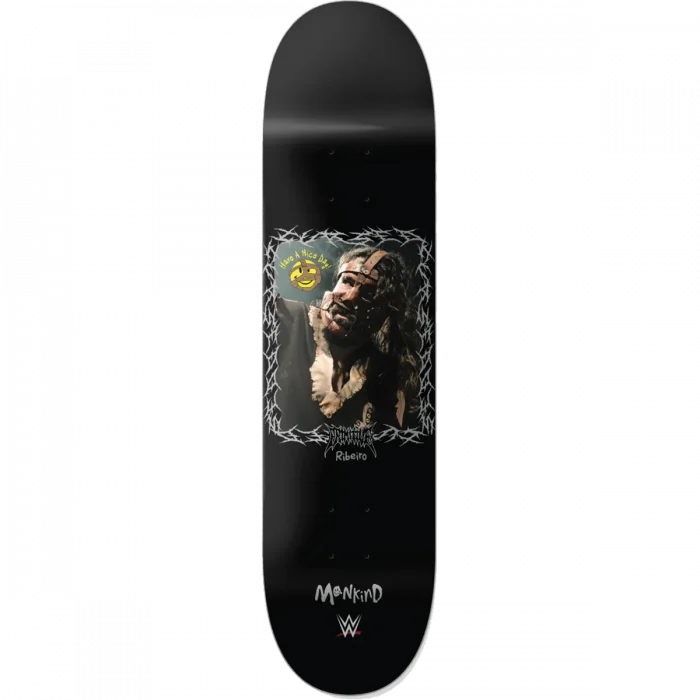 Skateboard Deck with Smooth, Stable Ride-Primitive WWE Ribeiro Mankind 8.5" Black Skateboard Deck