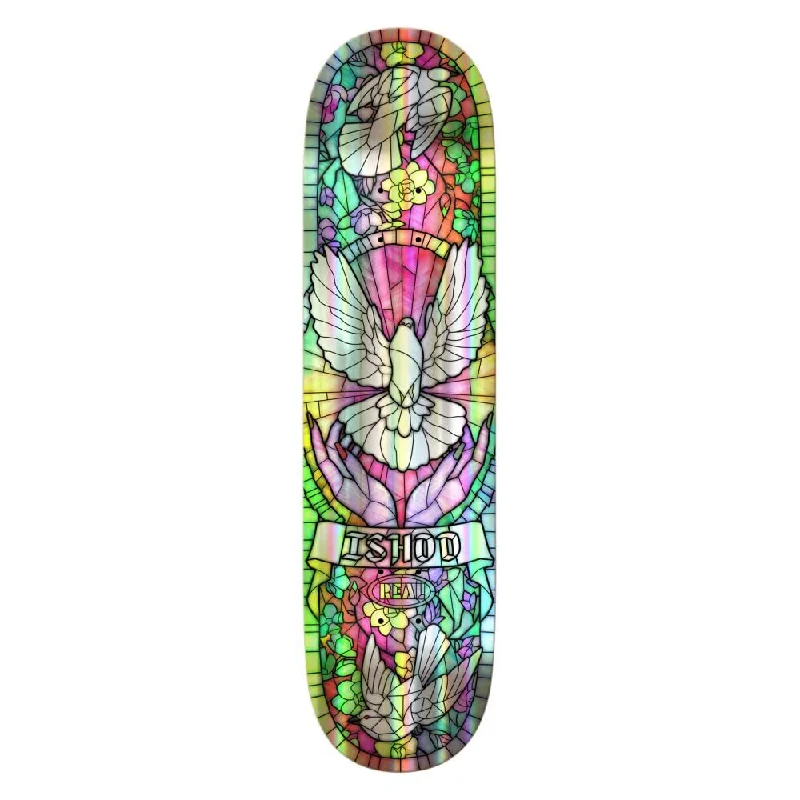 Skateboard Deck with Colorful Designs-Real Ishod Holographic Cathedral Skateboard Deck - 8.5"