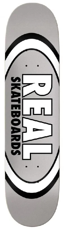 Skateboard Deck with Concave Profile-Real Team Classic Oval True Mid Silver Skateboard Deck - 7.75"