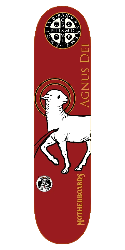 Skateboard Deck with Unique Art Design-Red Agnus Dei (Lamb of God) Skateboard Deck