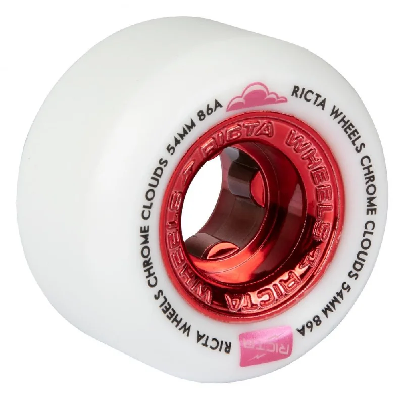 High-Quality Skateboard Wheels-Ricta Skateboard Wheels Chrome Clouds Red 86a - White