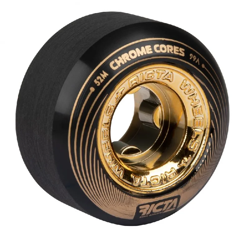 Hard Skateboard Wheels for Street Skating-Ricta Skateboard Wheels Chrome Core 99a - Black Gold