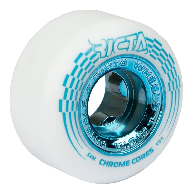 Skateboard Wheels with ABEC Bearings-Ricta Skateboard Wheels Chrome Core 99a - White / Teal