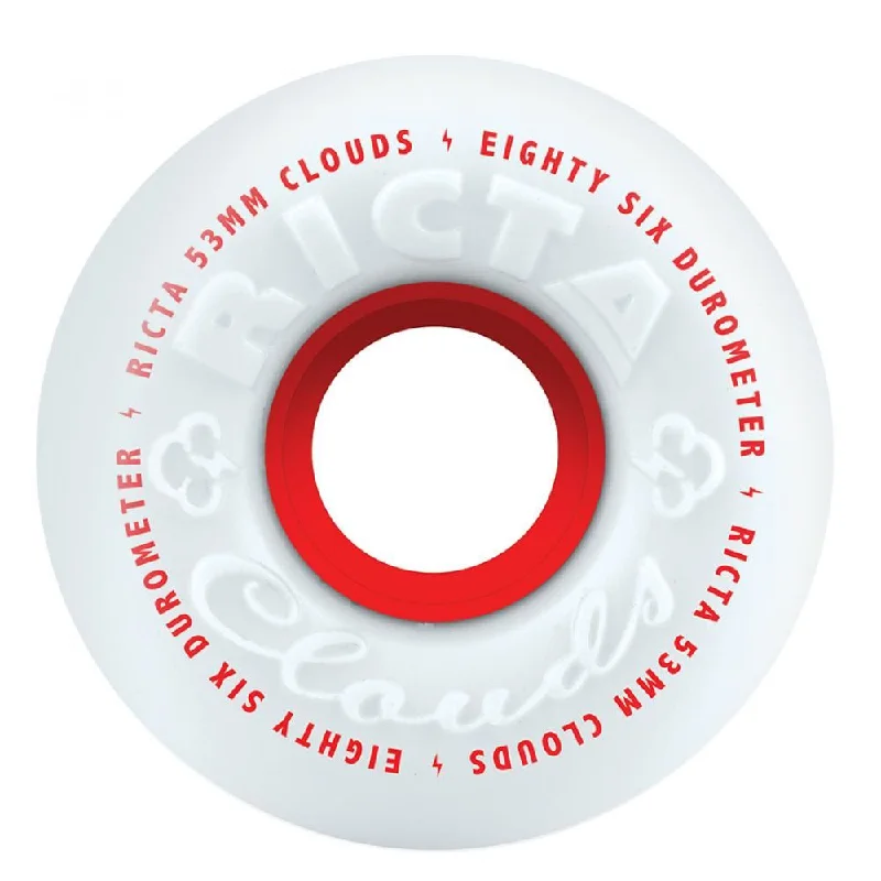 Skateboard Wheels for Versatile Street and Park Skating-Ricta Skateboard Wheels Clouds 86a - White / Red