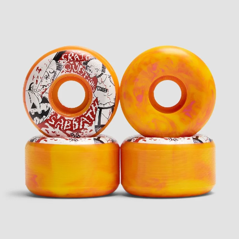 Skateboard Wheels for Advanced Skaters-Sabbath Craig 'Questions' Scott Conical ATU 99A Skateboard Wheels Orange/Pink Swirl 56mm