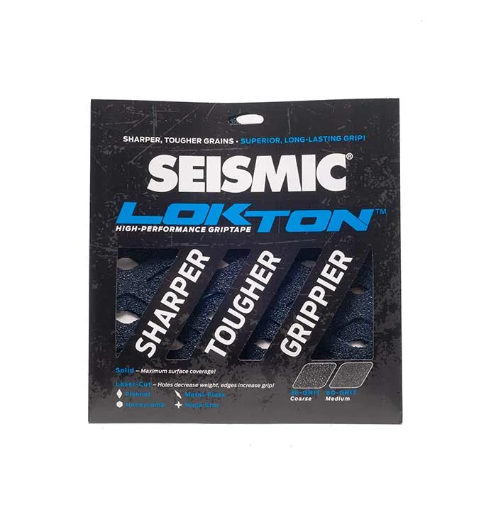 Skateboard Grip Tape with Long-Lasting Adhesive-Seismic Lokton 36-grit Fishnet Griptape 3-Pack