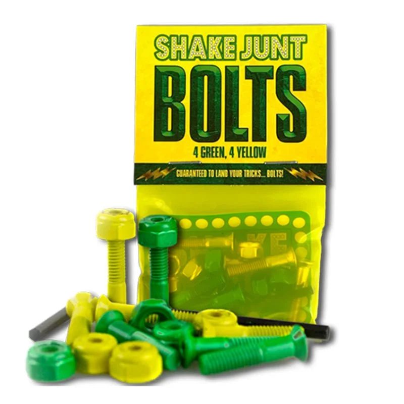 Skateboard Hardware for Smooth and Secure Mounting-Shake Junt 1" Allen Head Bolts 4 Green 4 Yellow Skateboard Hardware