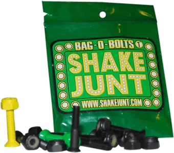 Skateboard Hardware for Enhanced Riding Performance-Shake Junt Bag-O-Bolts Grn/Yel 1"(Allen) 1Set Hardware