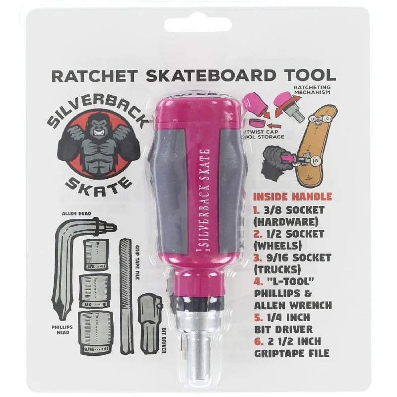 Skateboard Hardware for Smooth Ride-Silverback Skate Ratchet Tool Pink