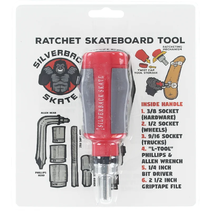 Skateboard Hardware with High-Quality Bearings-Silverback Skate Ratchet Tool Red