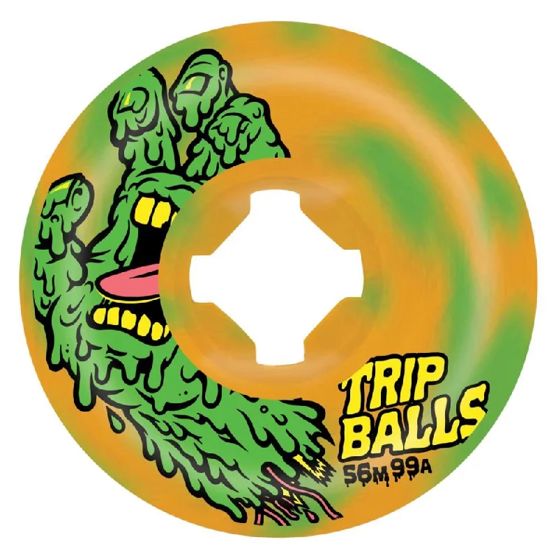 Skateboard Wheels with Rebound Features-Slime Balls Skateboard Wheels Face Melter Trip Balls 99a - Green / Orange Swirl