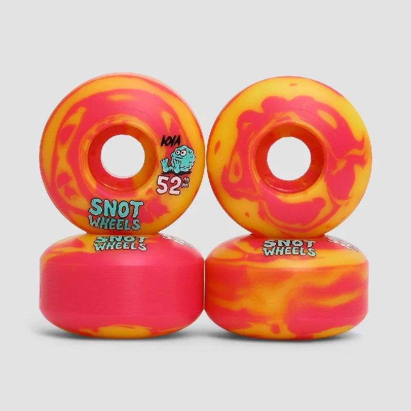 Skateboard Wheels with High Durability-Snot Swirls 101A Skateboard Wheels Pink/Yellow 52mm