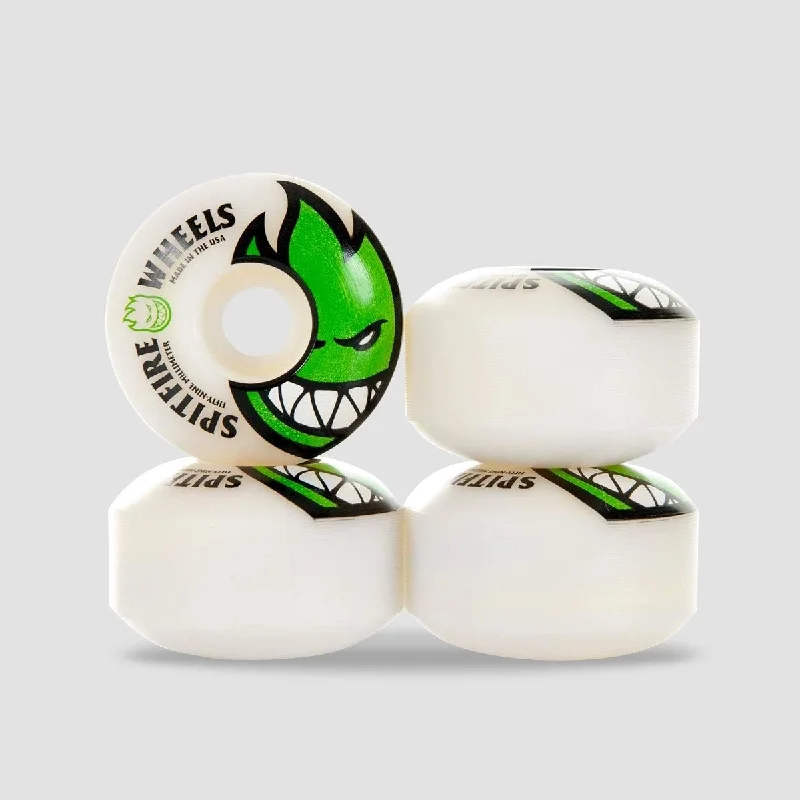 Skateboard Wheels with Resistance to Flat Spots-Spitfire Bighead Skateboard Wheels White/Green 59mm