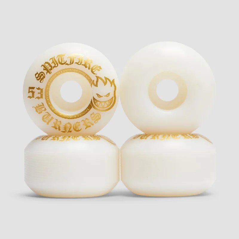 Skateboard Wheels for Longboarders-Spitfire Burners 99DU Skateboard Wheels White 53mm