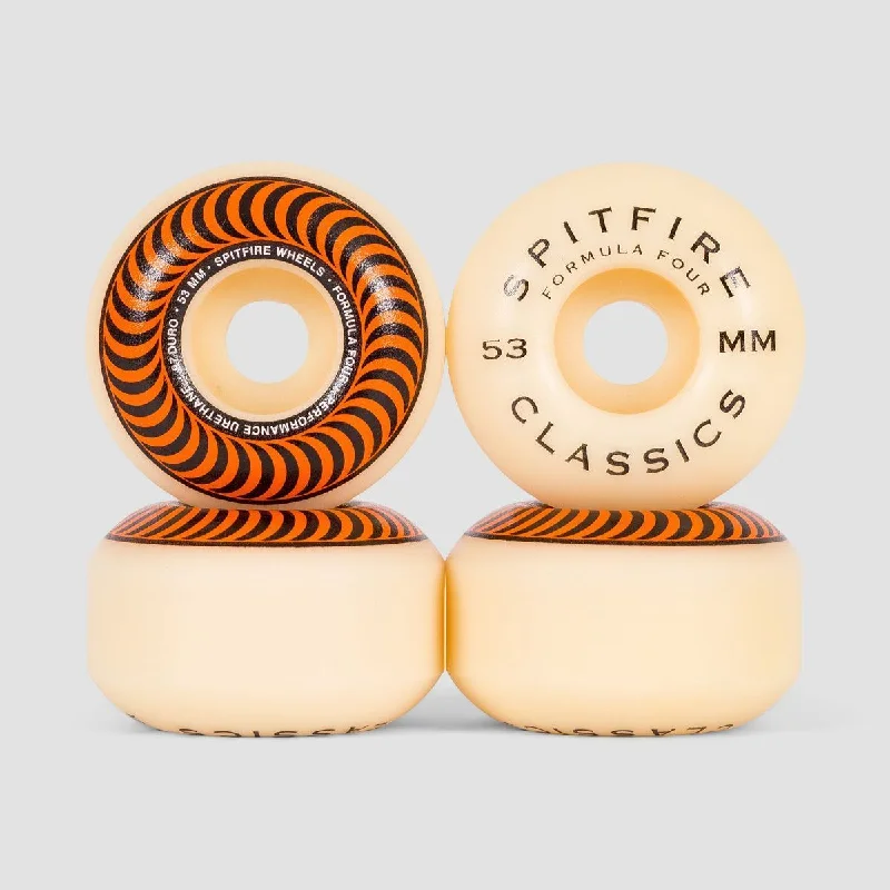 Skateboard Wheels with Adjustable Speed-Spitfire Formula Four Classic 97DU Skateboard Wheels Natural/Orange 53mm