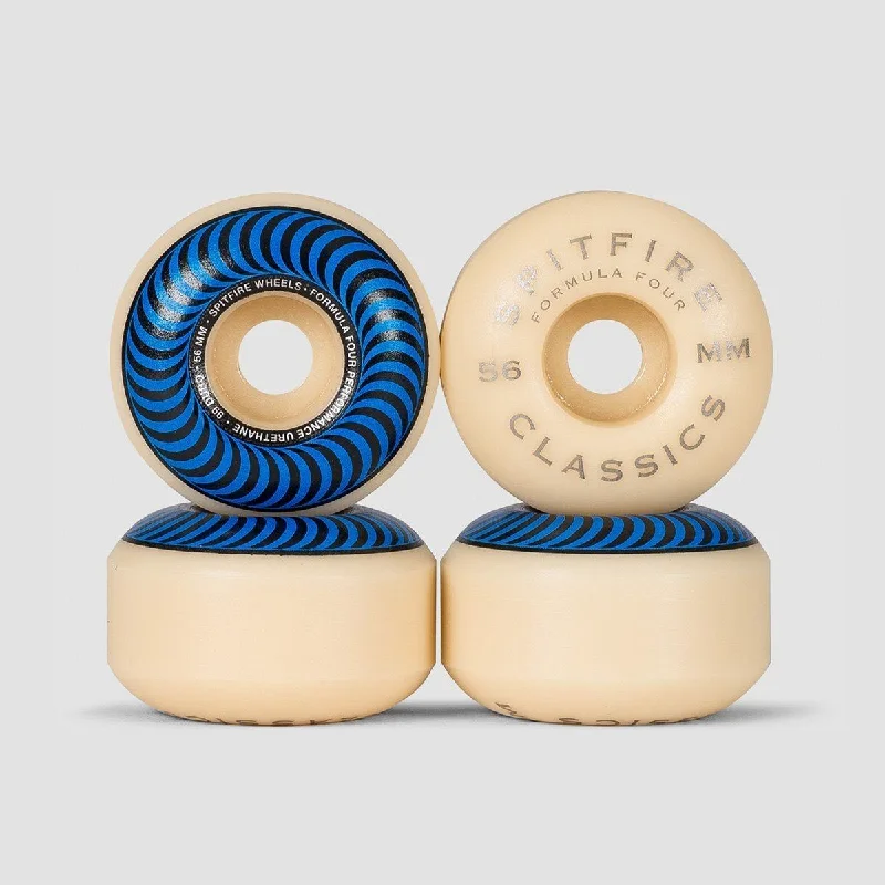 Skateboard Wheels with Extra Grip for Park Riding-Spitfire Formula Four Classic 99DU Skateboard Wheels Natural/Blue 56mm