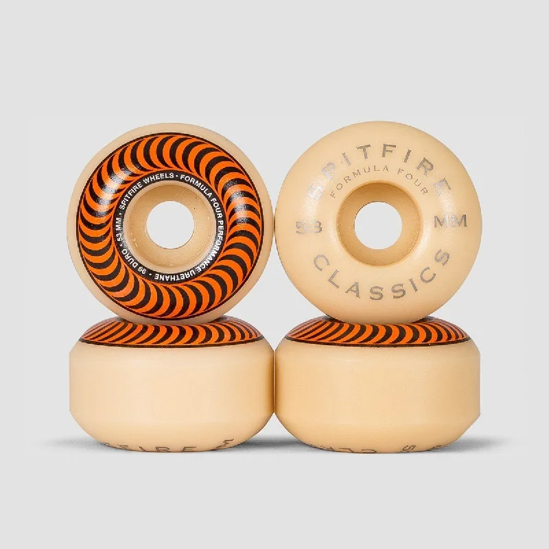 Skateboard Wheels with Soft and Smooth Ride-Spitfire Formula Four Classic 99DU Skateboard Wheels Natural/Orange 53mm