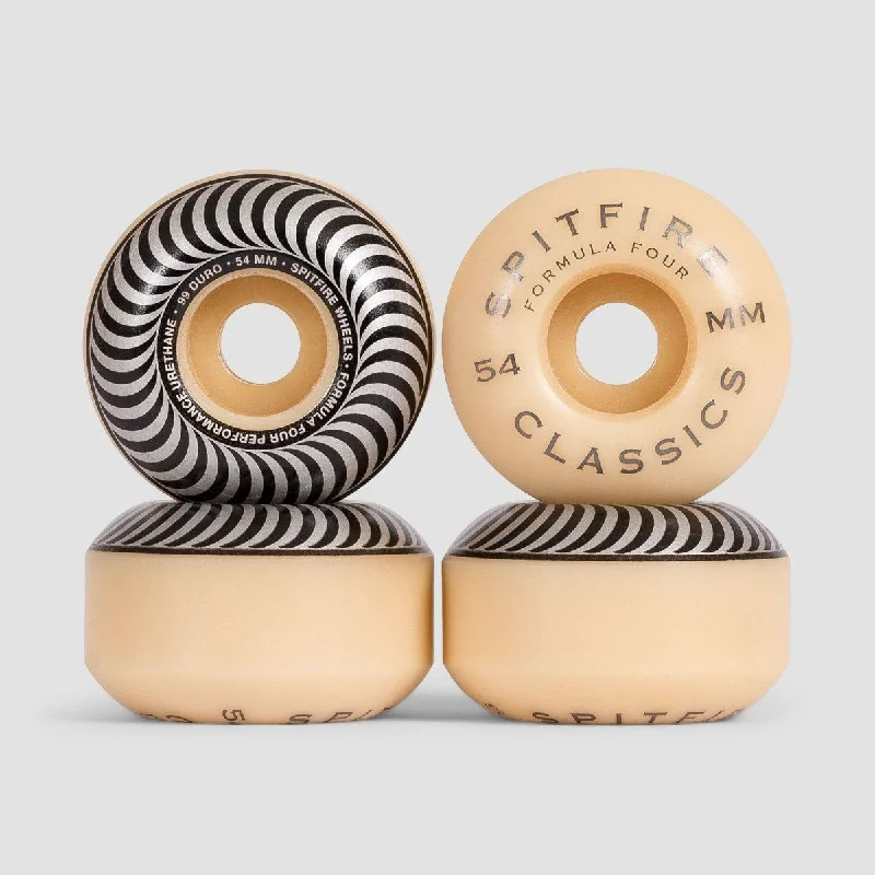 Skateboard Wheels for Professional Ramp Skating-Spitfire Formula Four Classic 99DU Skateboard Wheels Natural/Silver 54mm