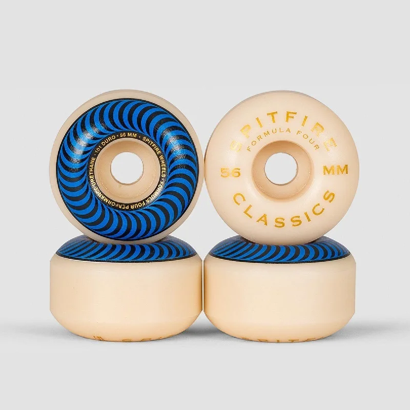 Skateboard Wheels with Extra Grip for Park Riding-Spitfire Formula Four Classics 101du Skateboard Wheels Natural/Blue 56mm