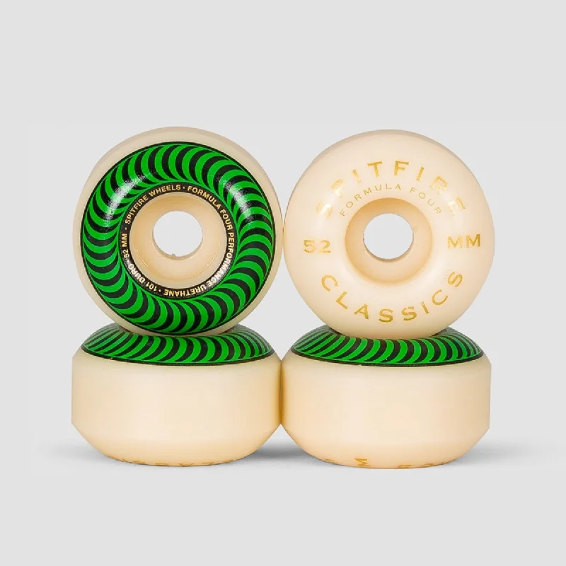 Skateboard Wheels for Street Skating Style-Spitfire Formula Four Classics 101du Skateboard Wheels Natural/Green 52mm