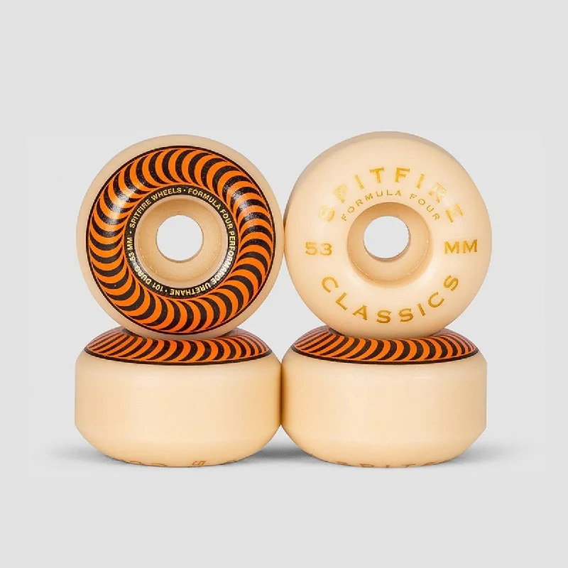 Skateboard Wheels for Quick Maneuvering-Spitfire Formula Four Classics 101du Skateboard Wheels Natural/Orange 53mm