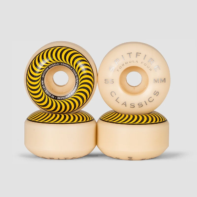 Skateboard Wheels for Cruising and Carving-Spitfire Formula Four Classics 99du Skateboard Wheels Natural/Yellow 55mm