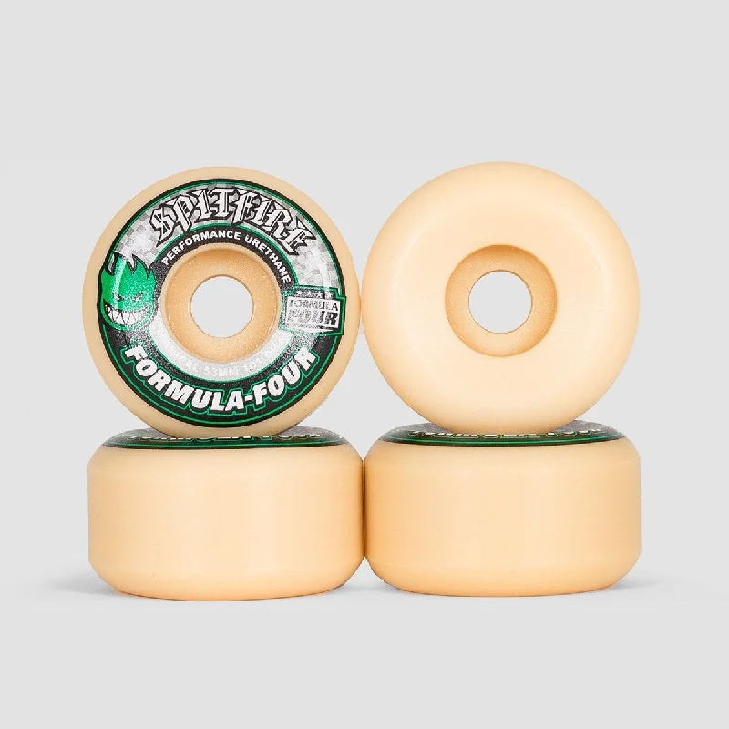 Skateboard Wheels for Fast Moves-Spitfire Formula Four Conical 101D Skateboard Wheels Natural/Green 53mm