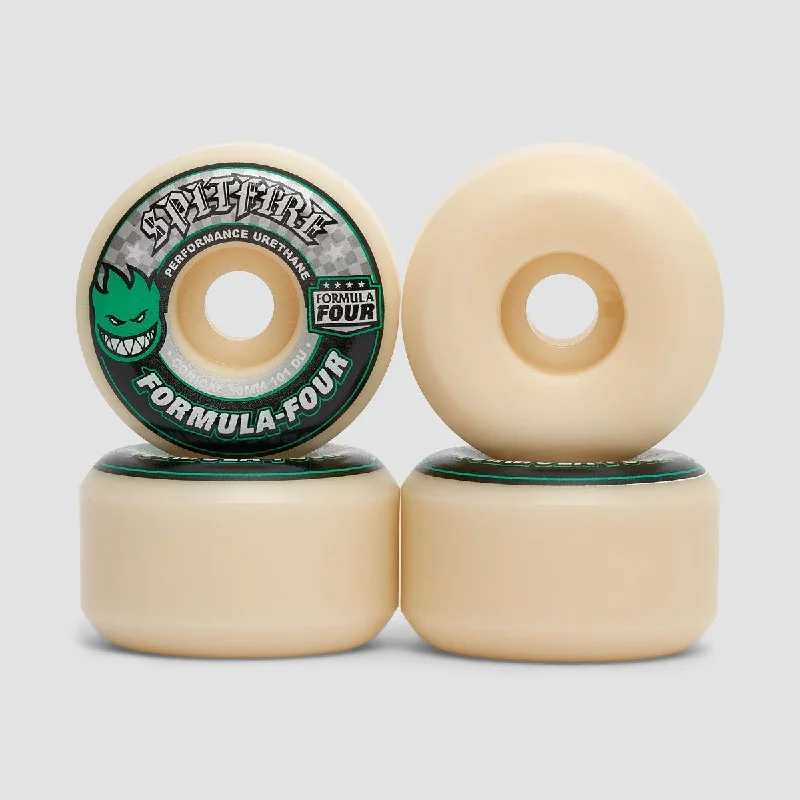 Skateboard Wheels with Multiple Durometers-Spitfire Formula Four Conical 101DU Skateboard Wheels Natural/Green 56mm